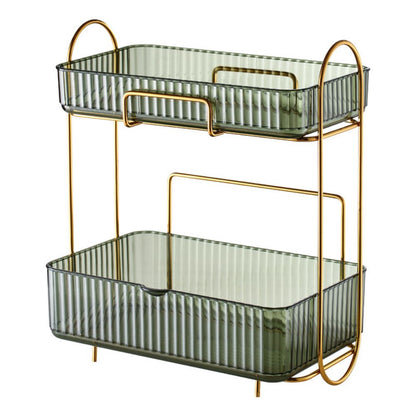 Light Luxury Makeup Organizer Double Layer Large Capacity Table Dressing Table Dustproof Cosmetic Storage Box Bathroom