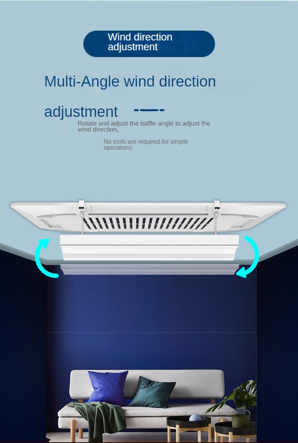 Central air conditioner wind baffle ceiling unit deflector to prevent direct blowing of cold and warm 60cm White