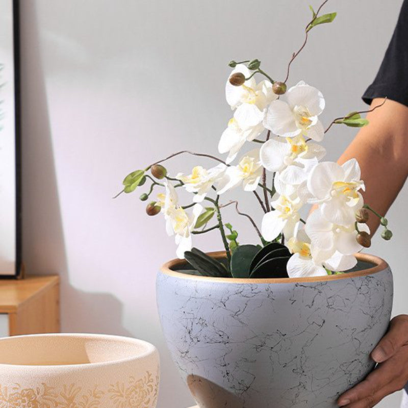 Extra Large Nordic Ceramic Flower Pot Light Luxury Planter for Living Room Fortune Tree Green Plants Extra Wide Diameter High-End Home Decor Vase