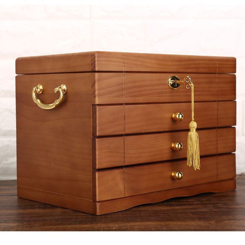 Solid Wood Jewelry Box Large Capacity Multi-Functional Jewellery Organizer with Drawers for Rings, Earrings & Accessories