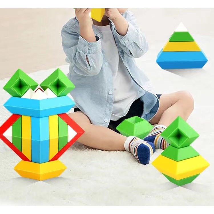 30 Pcs Pyramid Building Blocks Set Montessori Construction Toy Reusable Stacking Educational Toys