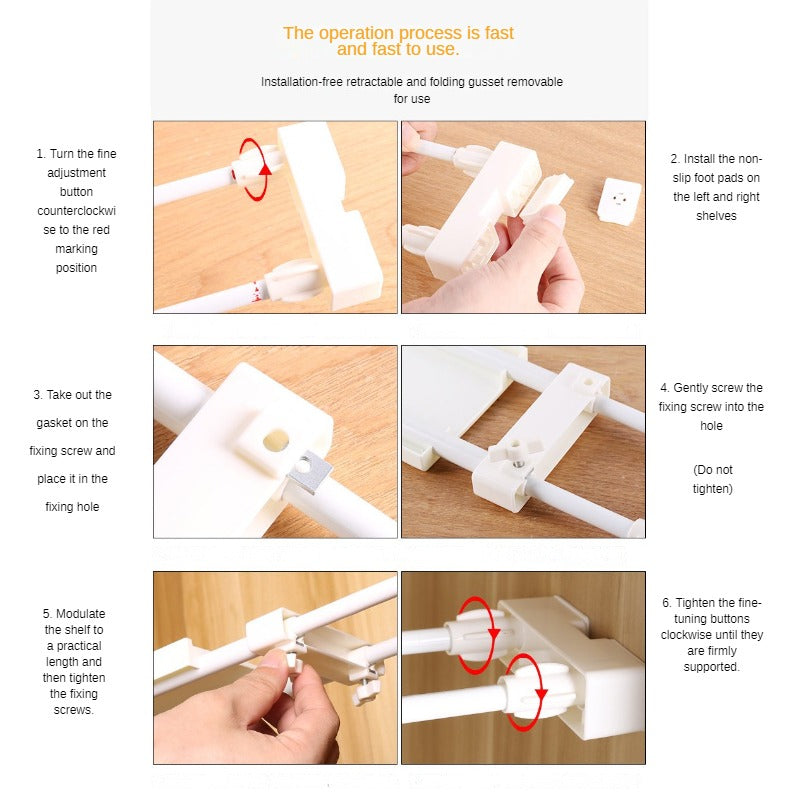 Organizer Rack Expandable Storage Shelves Adjustable Storage Shelf Closet Organizer Nail-Free Shelves Divider Wall-Mounted Kitchen Shelf