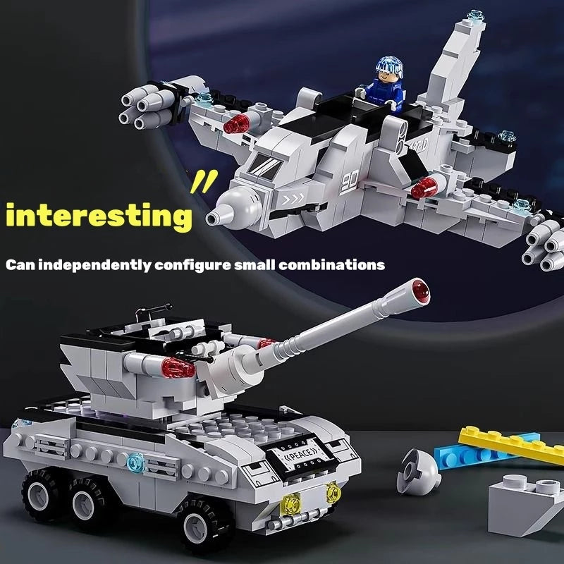 Large Aircraft Carrier Warship Model 6-in-1 Set – Educational Building Blocks Military Toy for Children