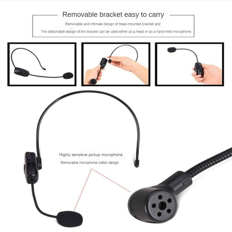 Headset 2.4G Wireless Microphone Transmitter With Receiver For Voice Amplifier Outdoor Trolley Speaker Head-mounted Loudspeaker Microphone