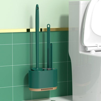 3pcs/set Wall Hanging Soft TPR Toilet Brush with Holder Set Luxury Silicone Handle Bristles Bathroom Cleaner Durable WC