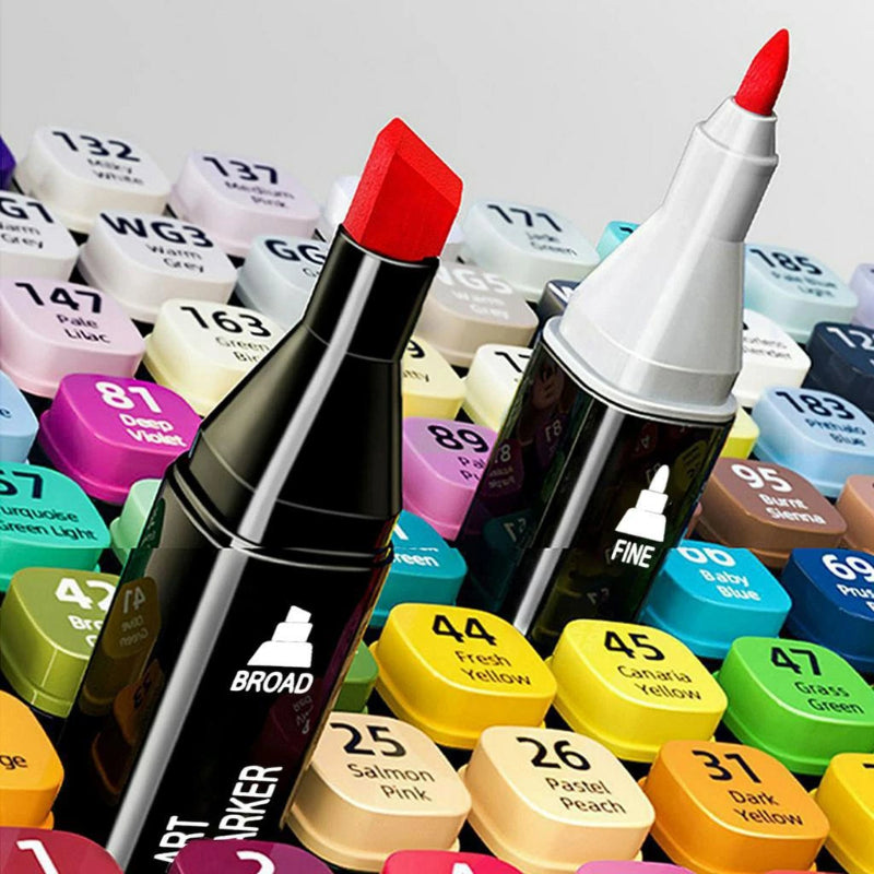 168 Colors Double-headed Marker Pens Set Oily Alcohol/Water-based Master for Children's Gift Painting Washable Student Art Supplies Stationery Back to School