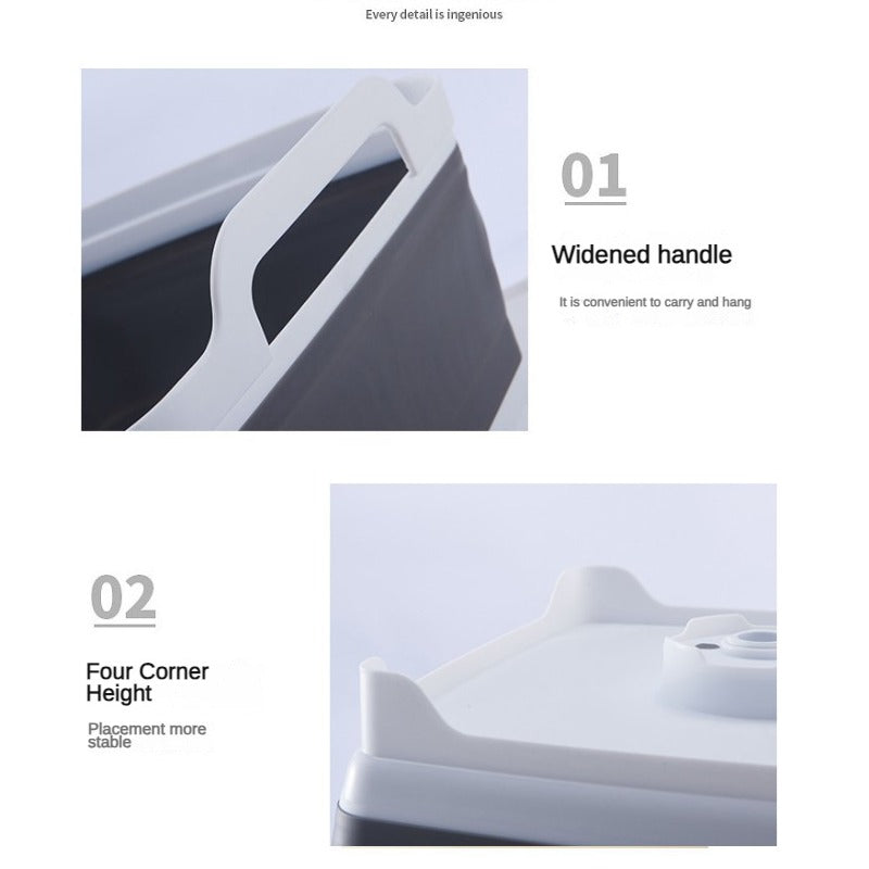 Foldable Washing Basin with Carry Handle 8.5L Dish Washing Tub with Drain Plug Space Saving Foldable Dish Tub Sink Dishpan