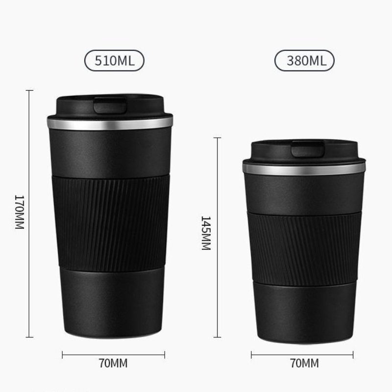 380ml/510ml Double Stainless steel 304 Coffee Mug With Non-slip Case Car Thermal Flask 360 Leak Proof Anti-Slip Design