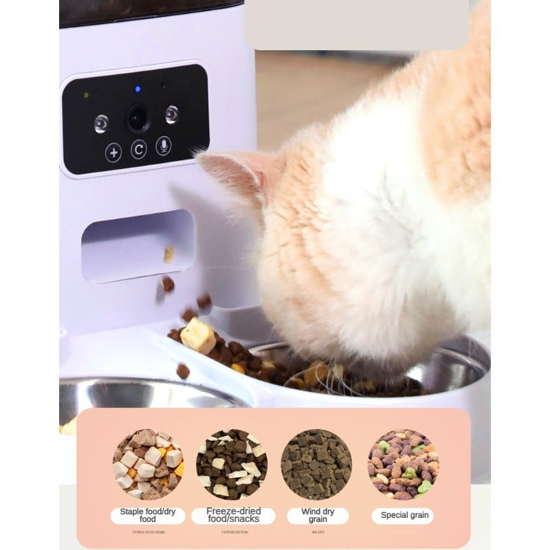 5L Pet Feeder with Camera Automatic Cat Feeder Smart Dog Food Dispenser WiFi Timing Quantitative Stainless Steel Feeding Bowl