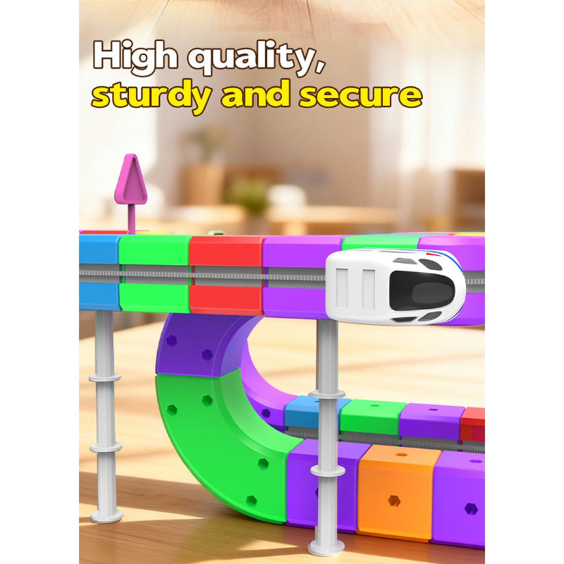 Electric Train Toy Set, Magic Track Cube 123 Particles Assembly, Electric Train DIY, Children's Toys, Suitable for 3-8 Years Old Boys Girls