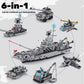 Large Aircraft Carrier Warship Model 6-in-1 Set – Educational Building Blocks Military Toy for Children