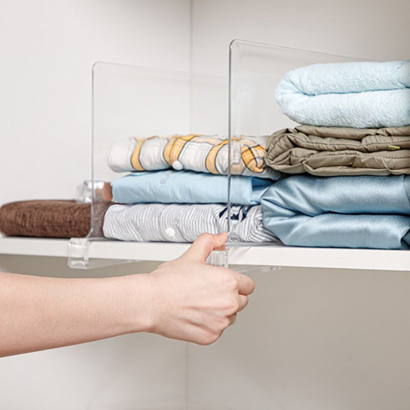 4pcs Acrylic Transparent Wardrobe Divider For Shelf Closet Wood Cabinets Non-slip Easy to Use Separator
