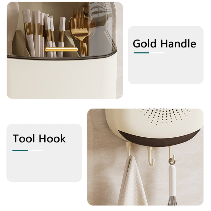 Multipurpose Cutlery Storage Box With Cover Lid On the Wall Storage Box Flatware Kitchen Household Utensil Dust Proof Chopstick Holder Chopsticks Spoon Fork Cover Containers