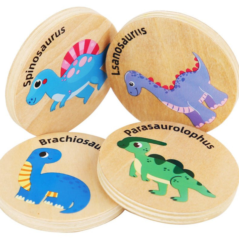 Children Wooden Toy Memory Find The Same Dinosaur Matching Jigsaw Puzzle Game Montessori Baby Educational Toys For Kids