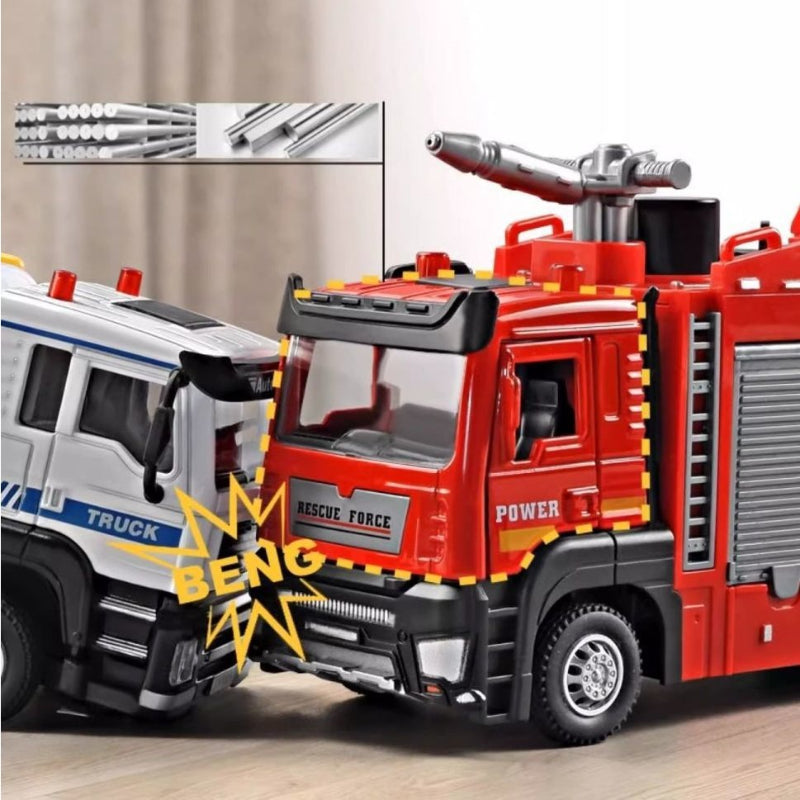 Kids Alloy Fire Truck Toy with Water Spray, Ladder Rescue Engineering Truck, Sprinkler Fire Engine Vehicle for Boys Gifts & Pretend Play