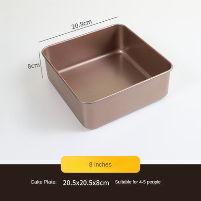 Cake Baking Tray Increases 6 -inch 8 Inches Home Baking Square Bread Cake Mold Baking Tray Heightened And Deepened Non-stick
