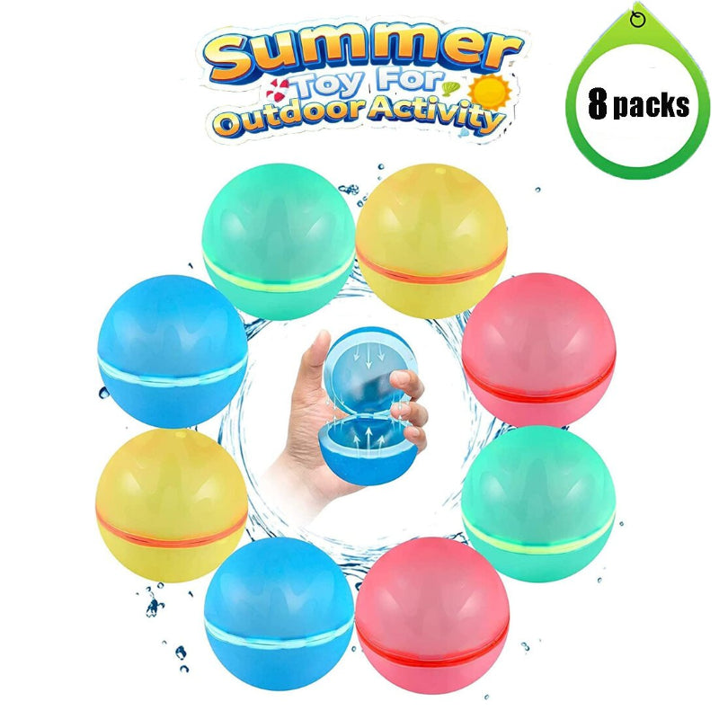 8 Pcs /1 Pack Reusable Water Balloons Quick Fill Soft Silicone Self Sealing Water Balls Outdoor Water Toys for Outdoor Party Kids Outside Play Water Games Gift Pool Activity