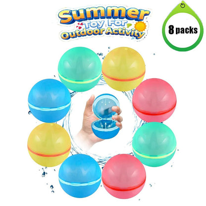 8 Pcs /1 Pack Reusable Water Balloons Quick Fill Soft Silicone Self Sealing Water Balls Outdoor Water Toys for Outdoor Party Kids Outside Play Water Games Gift Pool Activity