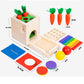 Montessori Toys for 1 2 Year Old, 4 in 1 Wooden Toy Box Includes Object Permanence Box, Carrot Harvest, Shape Sorter-Educational Toys