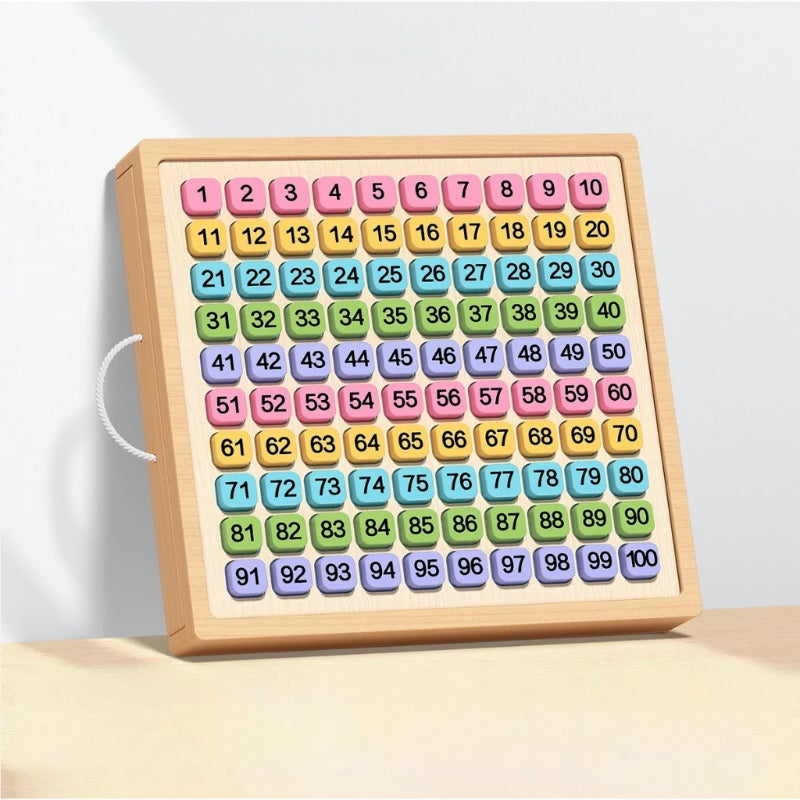 Wooden Hundreds of Boards Montessori Teaching Aids 1-100 Number Chess Mathematics Enlightenment Children's Educational Toys Addition Subtraction Operation 3-8