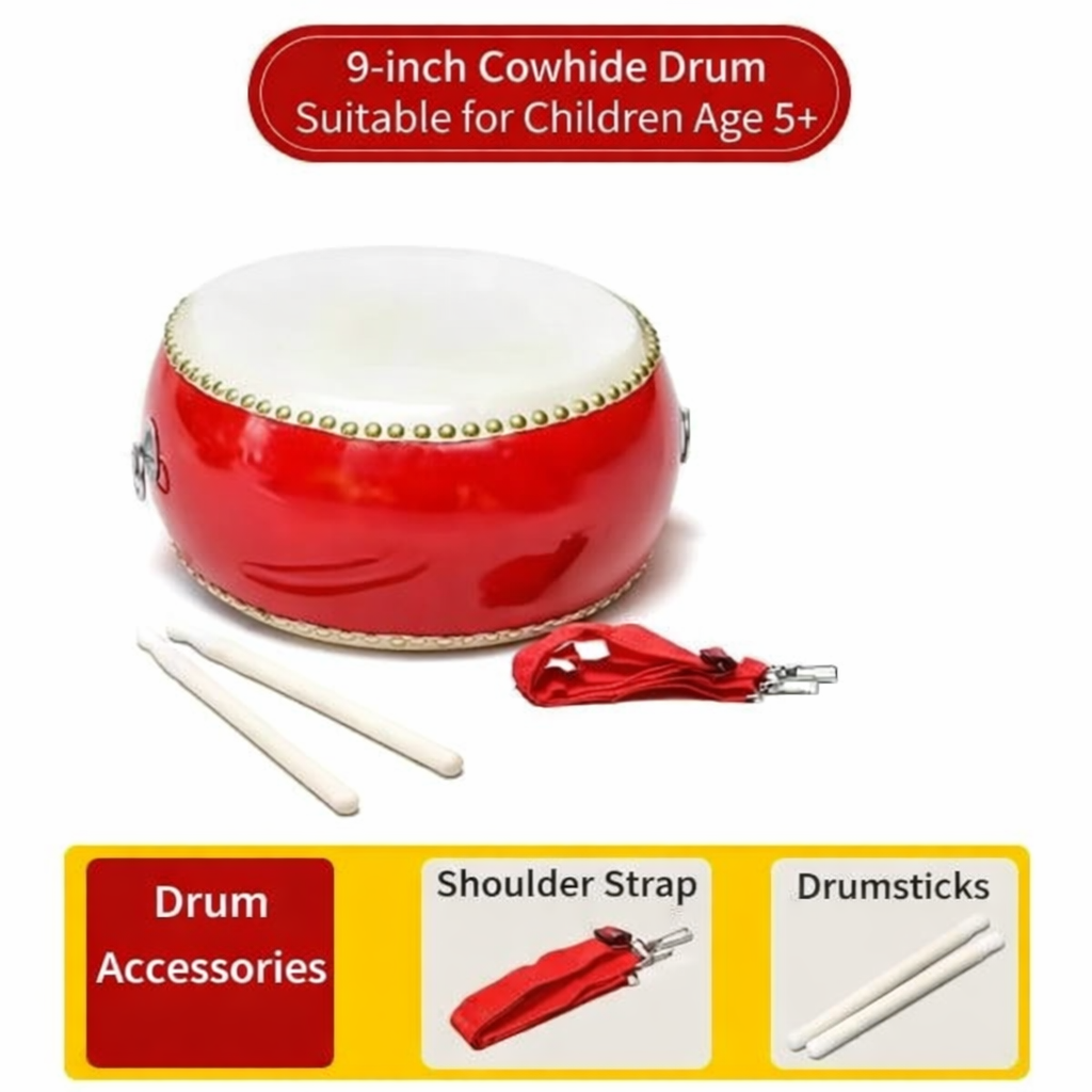 Lion Dance Drum Set Cowhide Toy for Kids Kindergarten Large Small Drums Chinese Percussion Instrument Festival Performance Drum Set