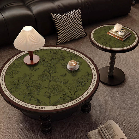 Small Coffee Table Round Table Tablecloth American High-end Light Luxury Atmosphere Round Table Mat Leather No-wash Waterproof and Oil-proof