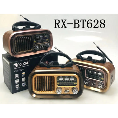 GOLON Retro FM/AM/SW Radio Full Band Portable Radio Receiver Wireless Bluetooth Speaker MP3 Player Support USB/TF Card