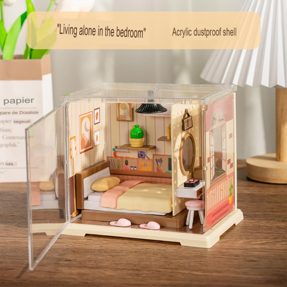 DIY Miniature House Kit, Tiny House Kit with Furniture and LED Light, Mini Blocks Model Kit Sets Dollhouse Gift