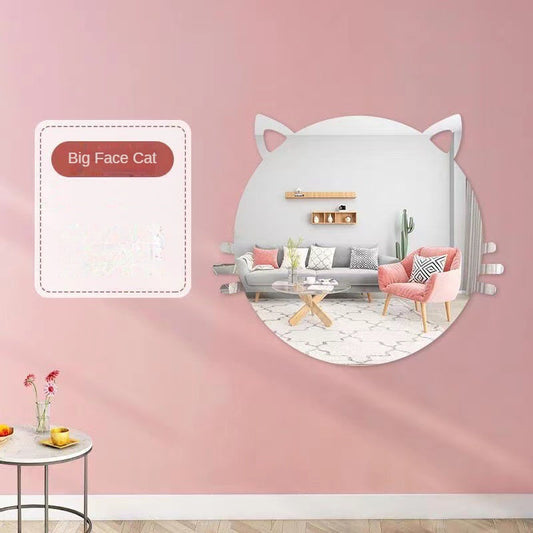 Cartoon Cute Mirror Bathroom Sticker Wall Self-adhesive Piece Mirror Bathroom Vanity Makeup Mirror No Punch Decorative Acrylic Soft Mirror