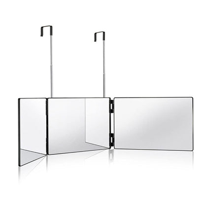 3 Way Mirror for Hair Cutting with Lights, 360 Trifold LED Lights Rechargeable Mirror for Hair Coloring, Braiding, DIY Haircut
