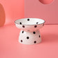 Neck Protection Pet Bowl Hepburn Style Polka Dot Cat Bowl Ceramic High-Foot Spine Protection Pet Bowl Oblique Cat Bowl