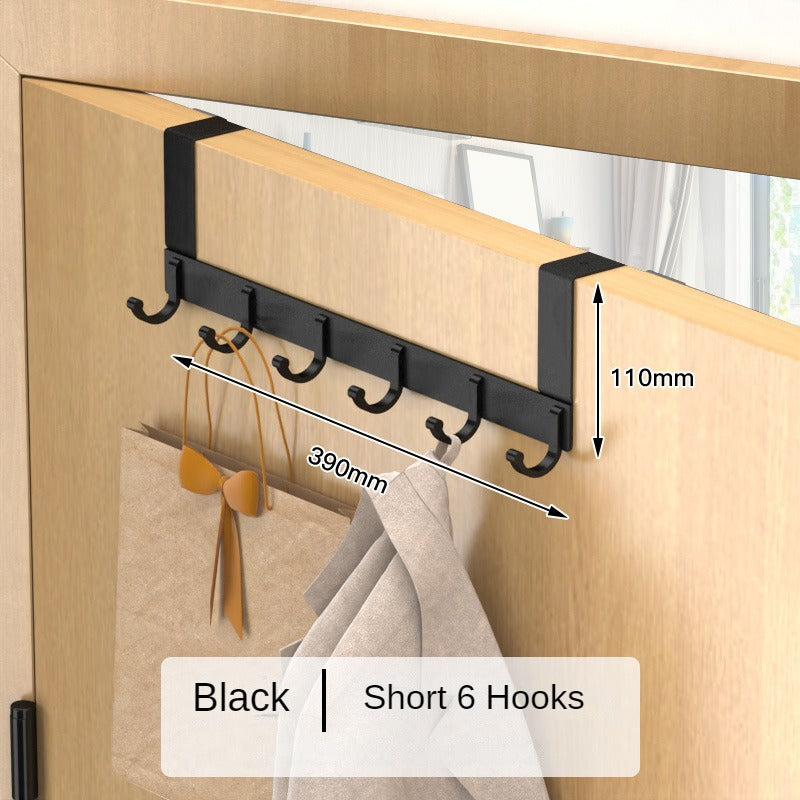 Black/White 6 Door Hooks Hole-free Practical Hat Clothes Wall Hook Coat Towel Hanger Rack for Door Back Kitchen Bathroom