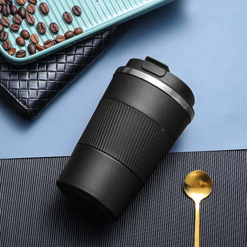 380ml/510ml Double Stainless steel 304 Coffee Mug With Non-slip Case Car Thermal Flask 360 Leak Proof Anti-Slip Design