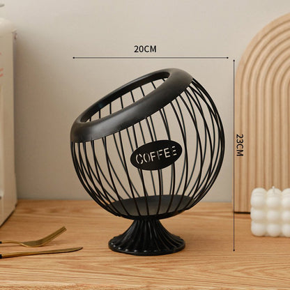 Coffee Pod Storage Basket Coffee Capsule Cages for Hotel Cafe Bar Countertop Creative Iron Snacks Dried Fruit Storage