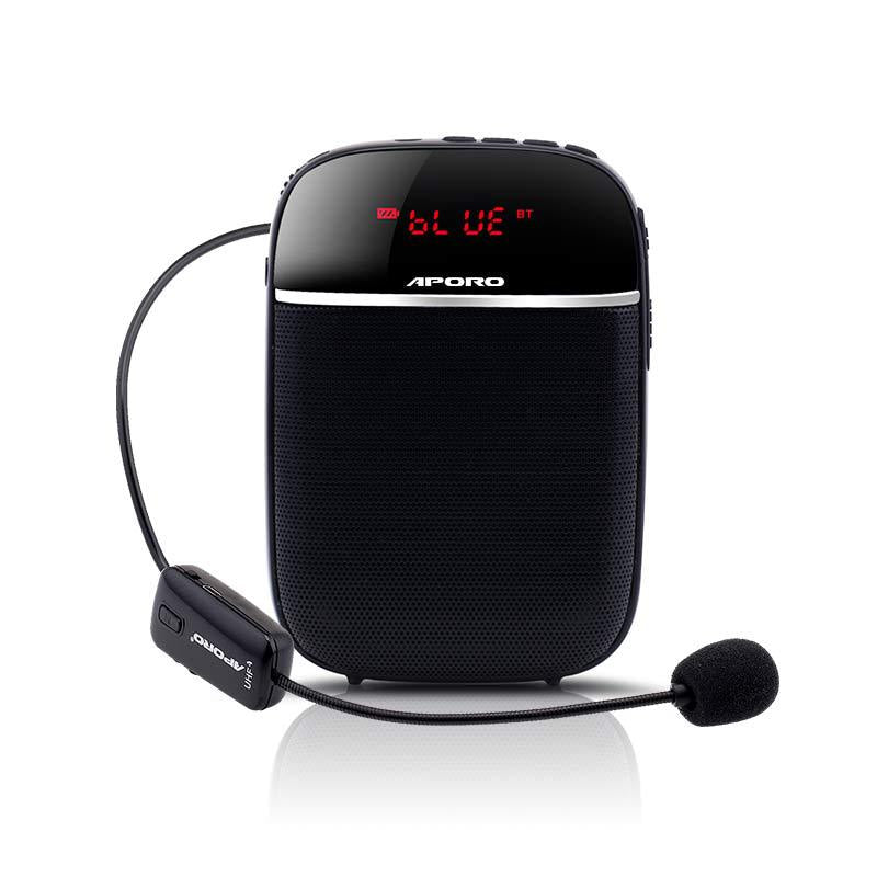 Aporo T2 Mini 10W Wireless Voice Amplifier Bluetooth Speaker with UHF Lapel Microphone Portable Teaching Loudspeaker No FM Gift for Teachers