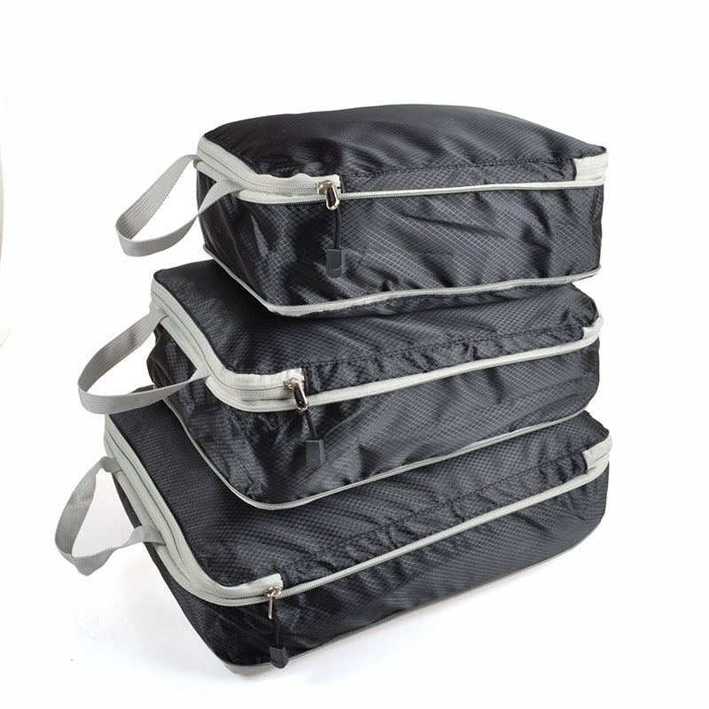 3 Packs Travel Compression Packing Cubes Set Zipper Nylon Portable Luggage Clothes Organizer Storage Bags