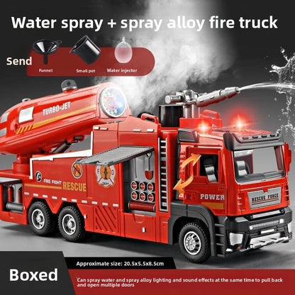 Kids Alloy Fire Truck Toy with Water Spray, Ladder Rescue Engineering Truck, Sprinkler Fire Engine Vehicle for Boys Gifts & Pretend Play