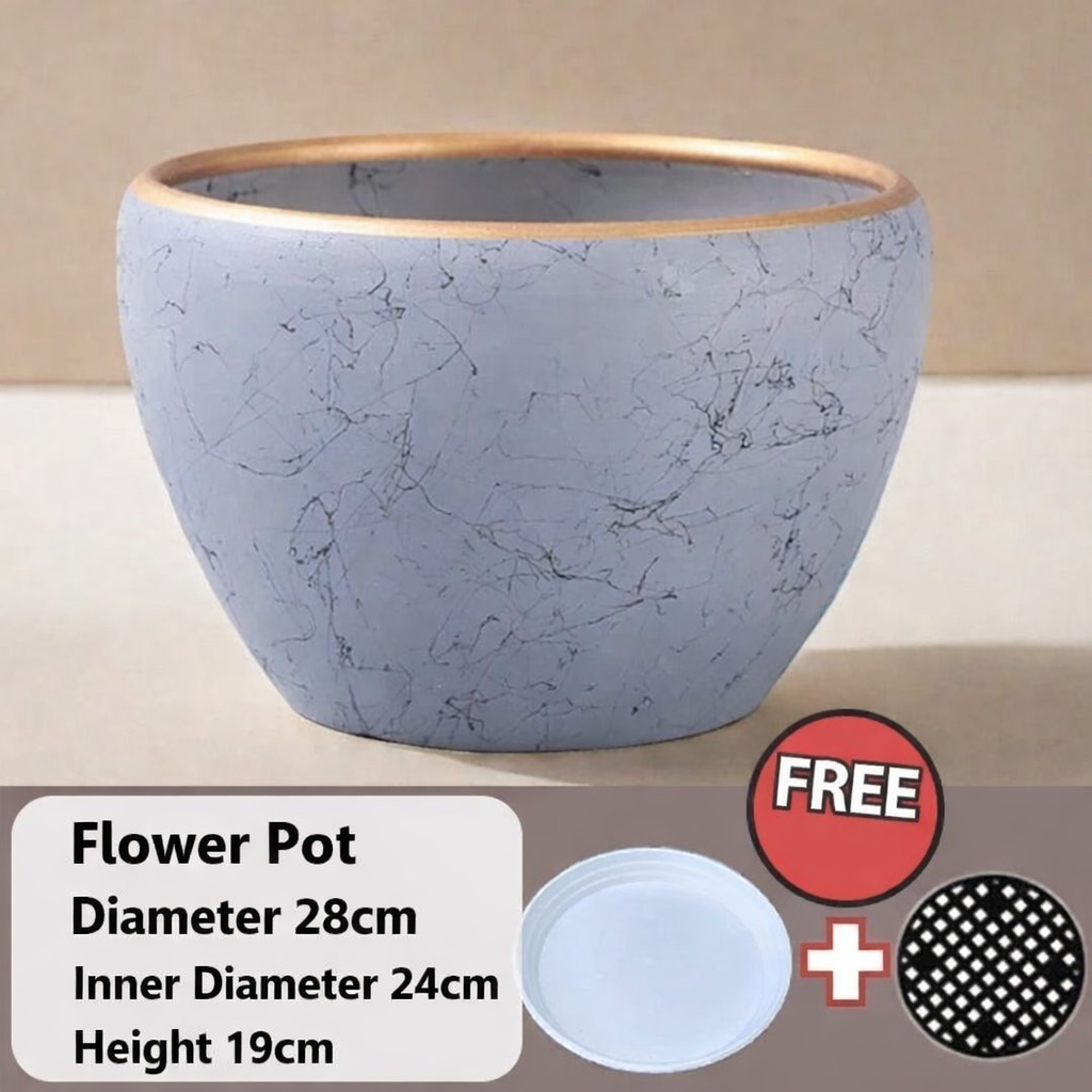 Extra Large Nordic Ceramic Flower Pot Light Luxury Planter for Living Room Fortune Tree Green Plants Extra Wide Diameter High-End Home Decor Vase