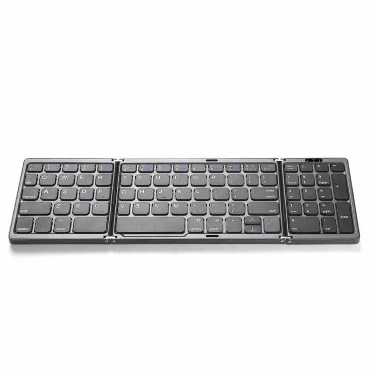 Portable Mini Three Folding Bluetooth Keyboard 64 Keys Wireless Foldable Touchpad Keypad for IOS Android iPad Tablet Phone