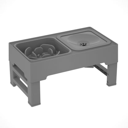 Pet Lift Dining Table Height-Adjustable Cat Dog Slow Feeder Bowl Pet Adjustable Height Elevated Stainless Steel Food Water Bowl