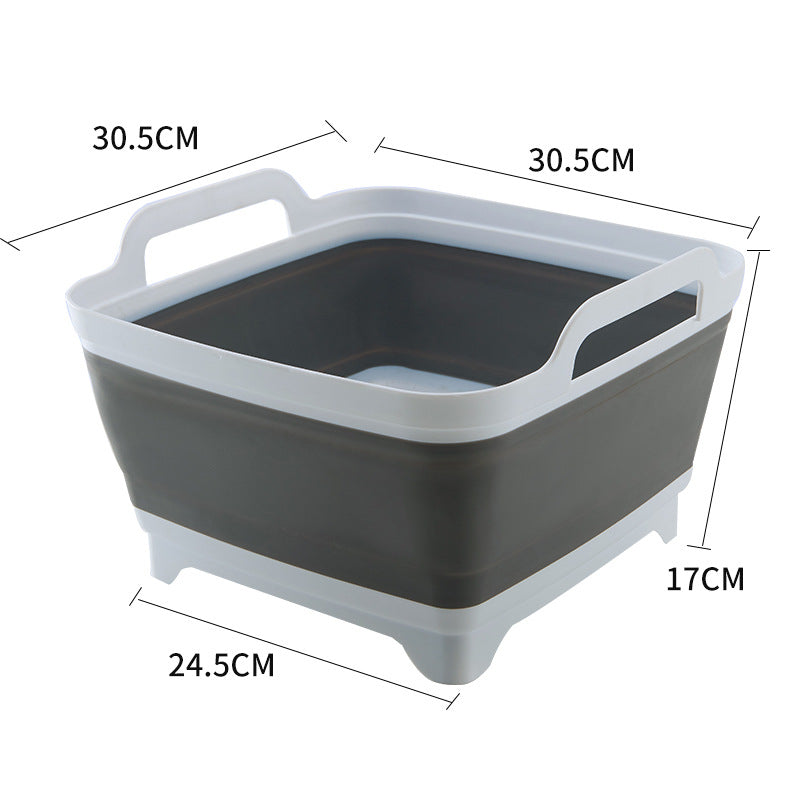Foldable Washing Basin with Carry Handle 8.5L Dish Washing Tub with Drain Plug Space Saving Foldable Dish Tub Sink Dishpan