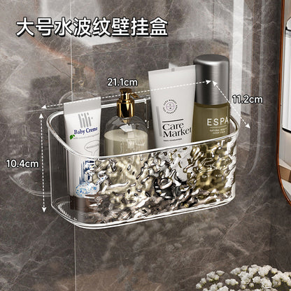 Bathroom Rack Punch Free With Drainage Holes Wall Mounted Water Ripple Acrylic Wash Basin Front Storage Box Toilet Stand Cosmetic Organizer