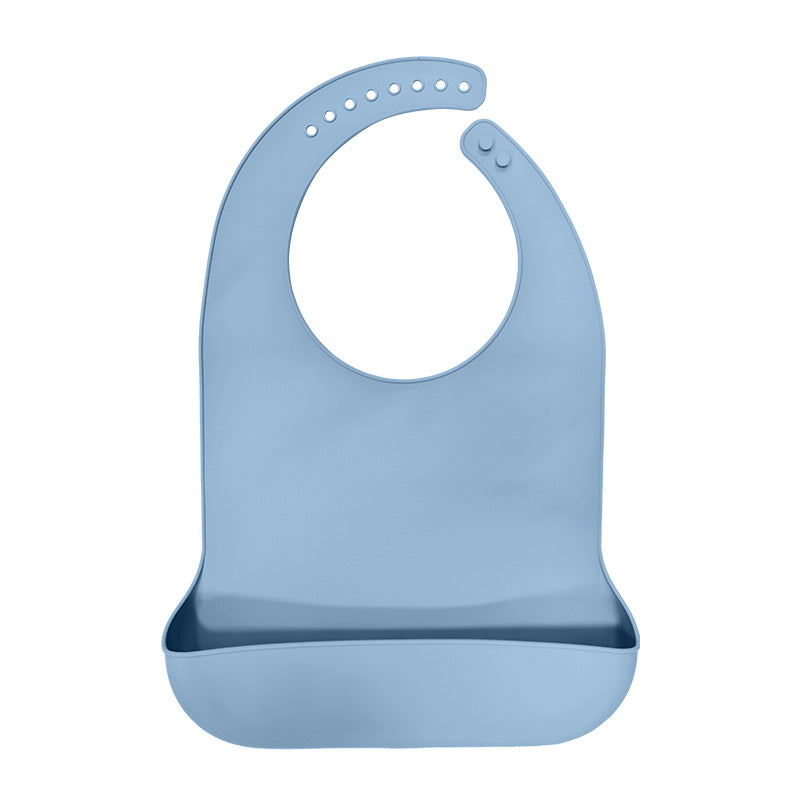 1 Pc Large Waterproof Anti-oil Adult Mealtime Silicone Bib Clothes Clothing Protector Senior Citizen Aid Apron LightBlue