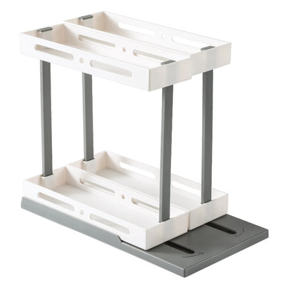 Multifunctional Doublelayer Rotating Kitchen Spice Jar Storage Rack Organizer