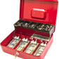 4GL Cash Box (30cm x 24cm x 9cm) Compartment Tray Lockable Security Metal Coin Tray Drawer