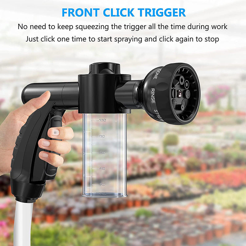 Portable Pressure Hose Nozzle Foam Gun 8 In 1 Jet Spray Gun Soap Dispenser Garden Watering Horse Dog Pet Animal Car Wash