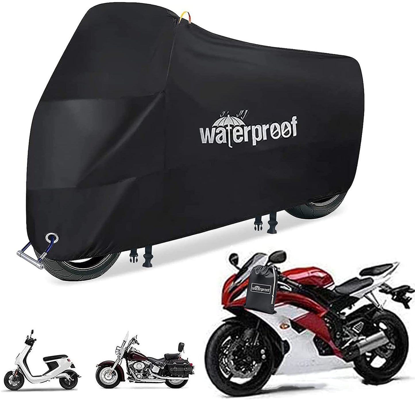 Bike Cover for 1 or 2 Bikes, 210T Waterproof Outdoor Bicycle Storage Protector Rain Sun UV Dust Wind Proof Bicycle Cover