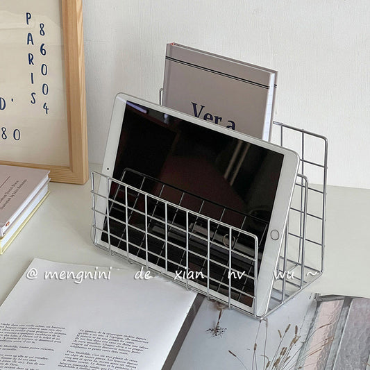 Ins Simple Iron Art Desktop Shelf Desktop Metal Bookshelf Organizing Rack Bookstand Rack Desk Multifunctional Storage