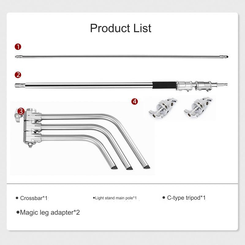 Stainless Steel C Stand Heavy Duty Photography Light Stand Adjustable Stand Photography Studio Monolight