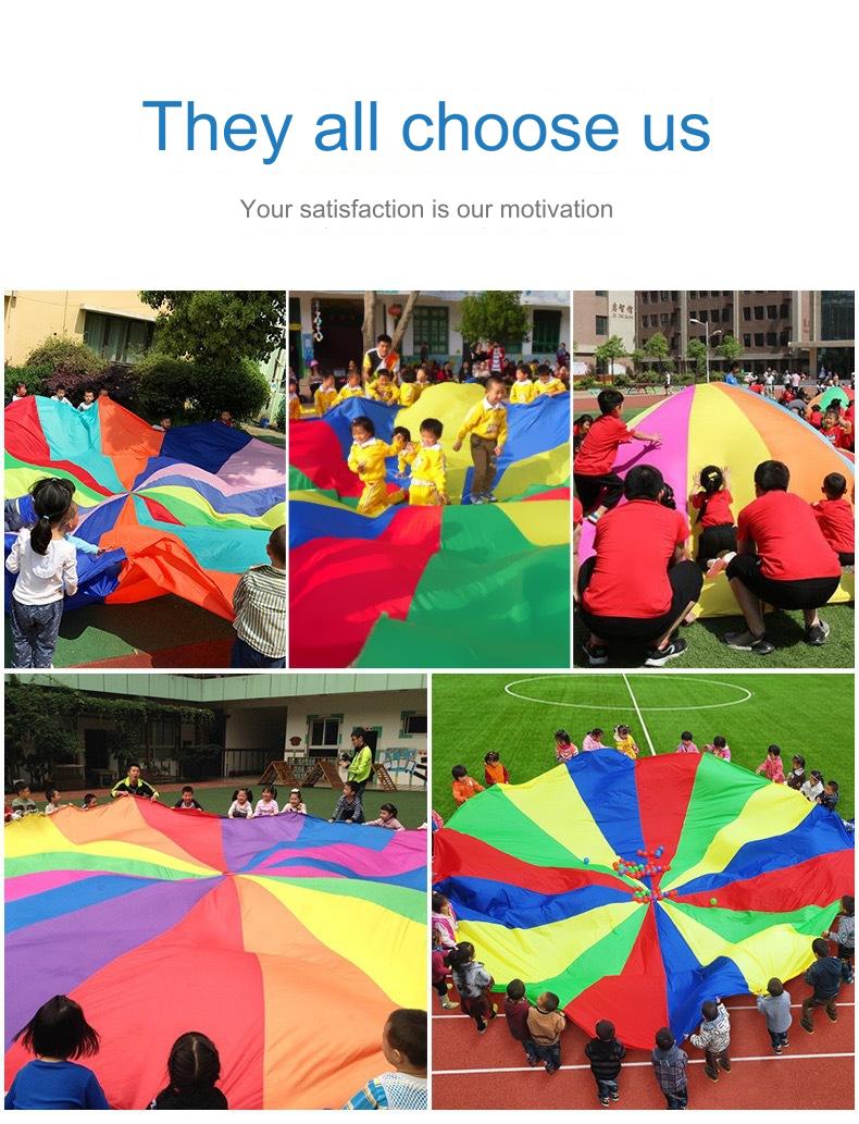2M Diameter Outdoor Rainbow Umbrella Parachute Toy Jump-Sack Ballute Play Teamwork Game Toy For Kids Gift